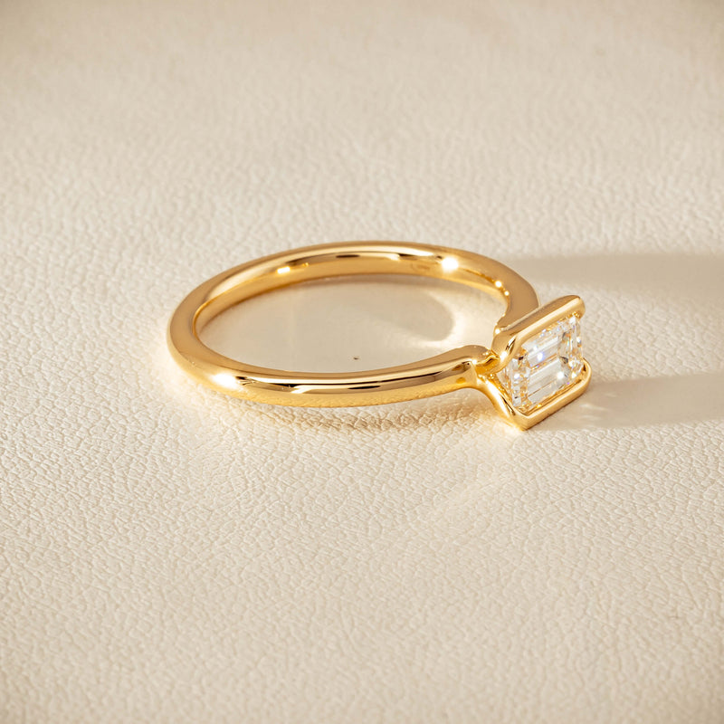 18ct Yellow Gold .70ct Emerald-Cut Diamond Elle Ring - Ring - Walker & Hall