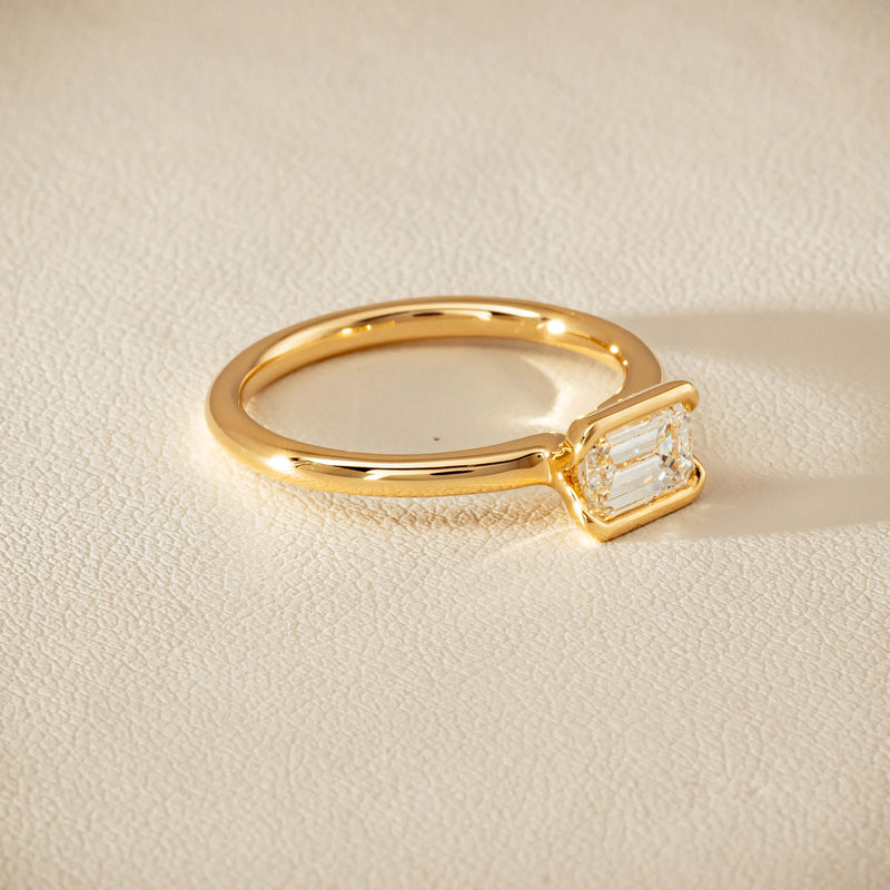 18ct Yellow Gold .70ct Emerald-Cut Diamond Elle Ring - Ring - Walker & Hall