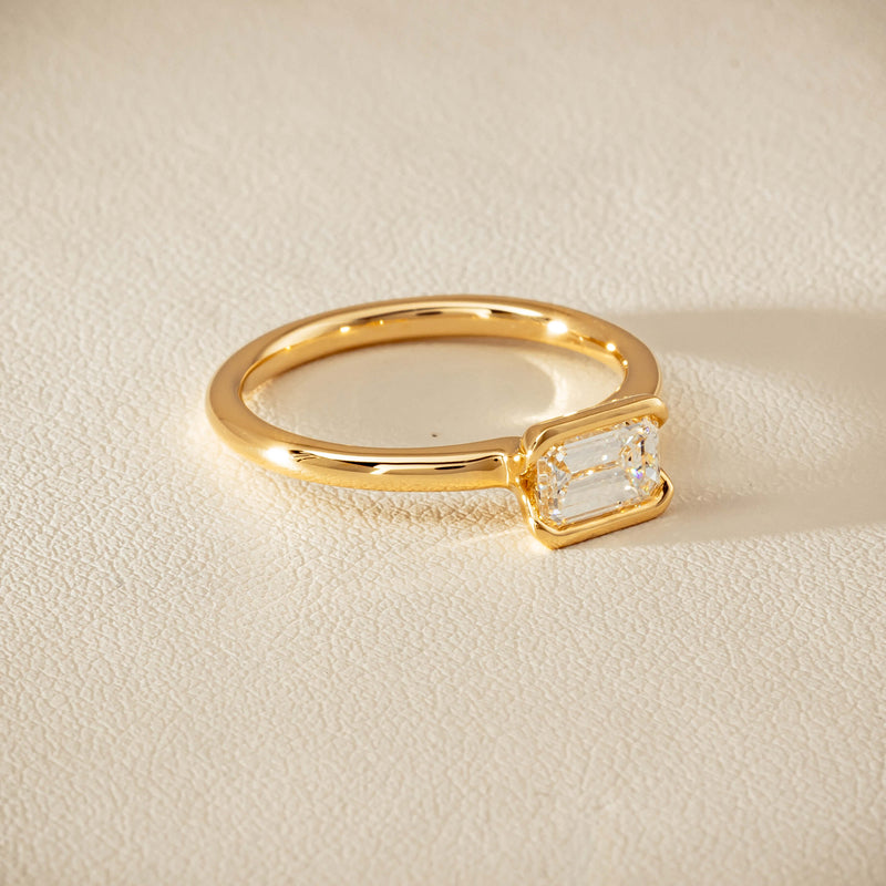 18ct Yellow Gold .70ct Emerald-Cut Diamond Elle Ring - Ring - Walker & Hall