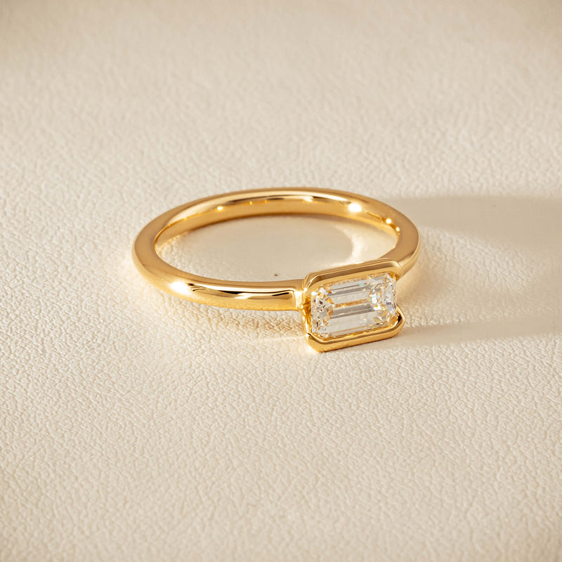 18ct Yellow Gold .70ct Emerald-Cut Diamond Elle Ring - Ring - Walker & Hall