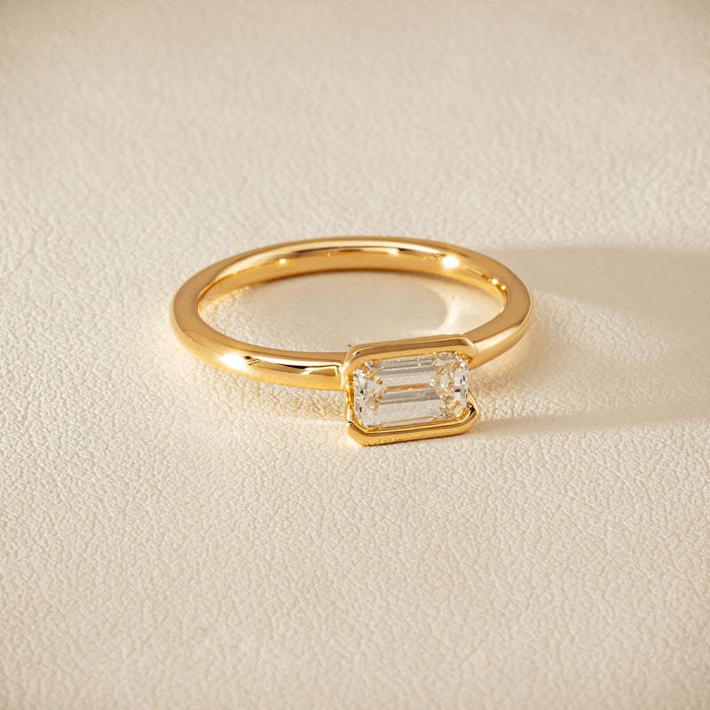 18ct Yellow Gold .70ct Emerald-Cut Diamond Elle Ring - Ring - Walker & Hall