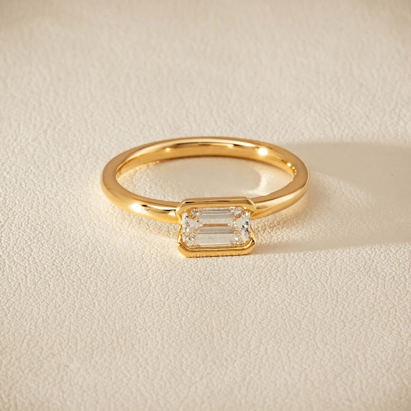 18ct Yellow Gold .70ct Emerald-Cut Diamond Elle Ring - Ring - Walker & Hall