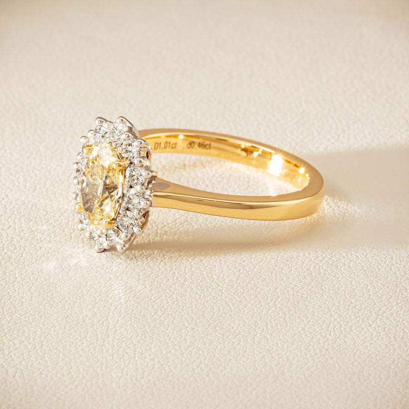 18ct Yellow Gold 1.01ct Fancy Oval Diamond Belle Ring - Ring - Walker & Hall
