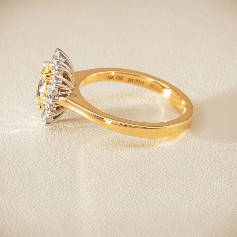 18ct Yellow Gold 1.01ct Fancy Oval Diamond Belle Ring - Ring - Walker & Hall