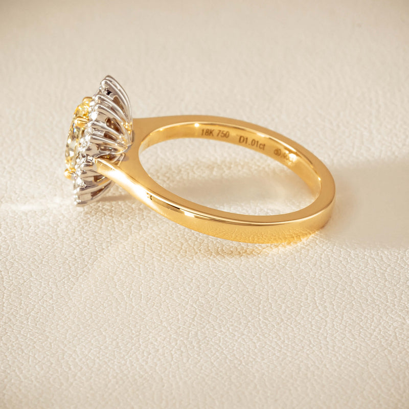 18ct Yellow Gold 1.01ct Fancy Oval Diamond Belle Ring - Ring - Walker & Hall