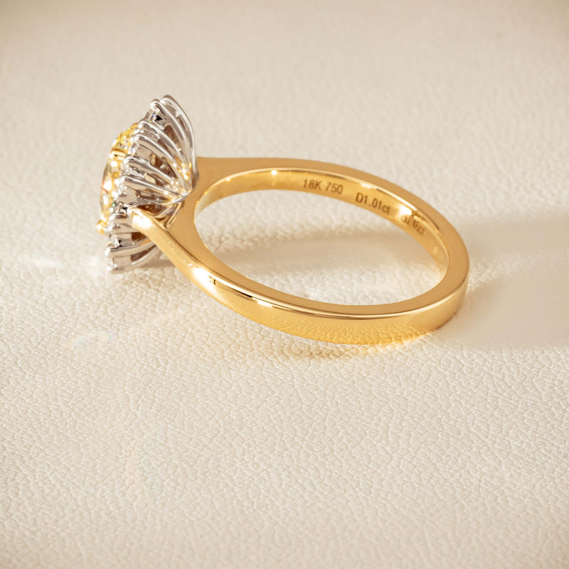 18ct Yellow Gold 1.01ct Fancy Oval Diamond Belle Ring - Ring - Walker & Hall