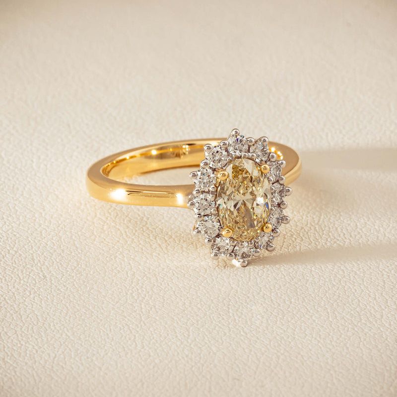 18ct Yellow Gold 1.01ct Fancy Oval Diamond Belle Ring - Ring - Walker & Hall