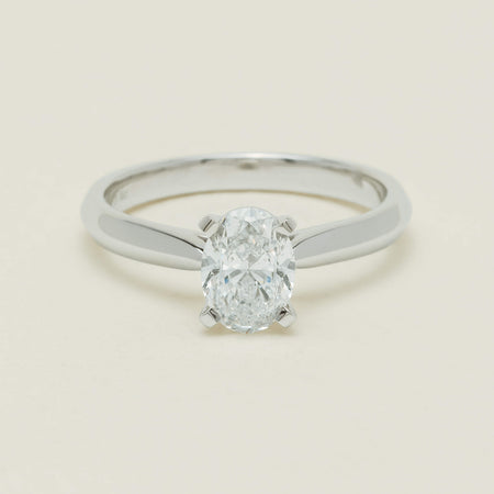 18ct White Gold 1.00ct Oval Diamond Venetian Ring - Ring - Walker & Hall