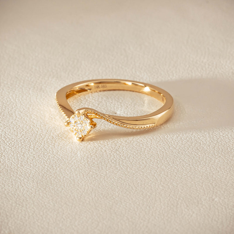 14ct Yellow Gold Diamond Tango Ring - Ring - Walker & Hall