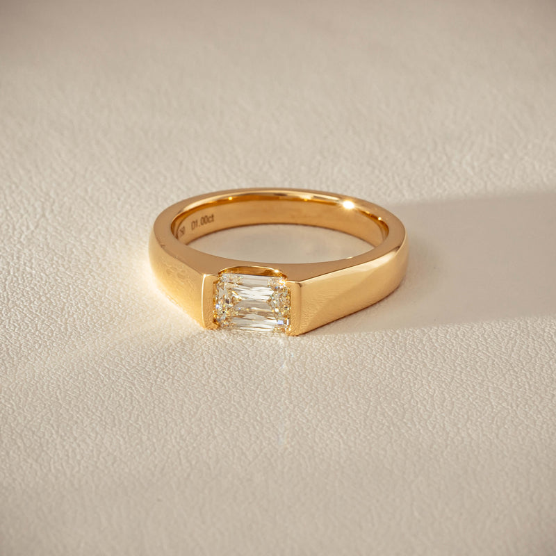 18ct Yellow Gold 1.00ct Emerald-Cut Diamond Astrid Ring - Ring - Walker & Hall