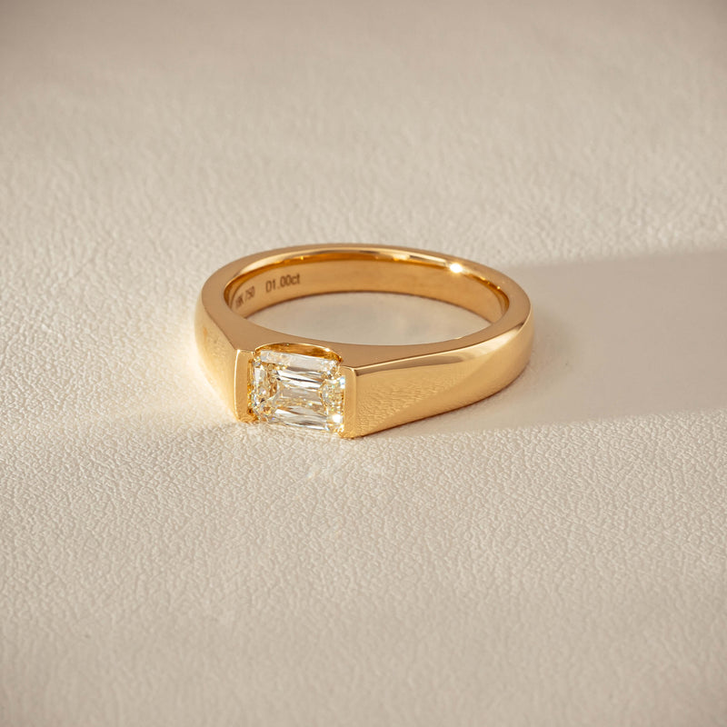 18ct Yellow Gold 1.00ct Emerald-Cut Diamond Astrid Ring - Ring - Walker & Hall
