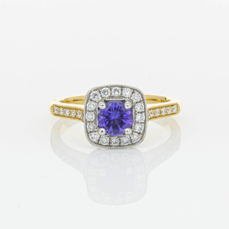 18ct Yellow & White Gold Tanzanite & Diamond Aurora Ring-Ring-Walker & Hall