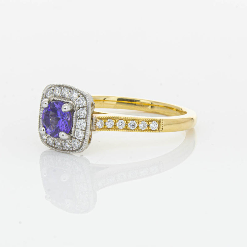 18ct Yellow & White Gold Tanzanite & Diamond Aurora Ring-Ring-Walker & Hall