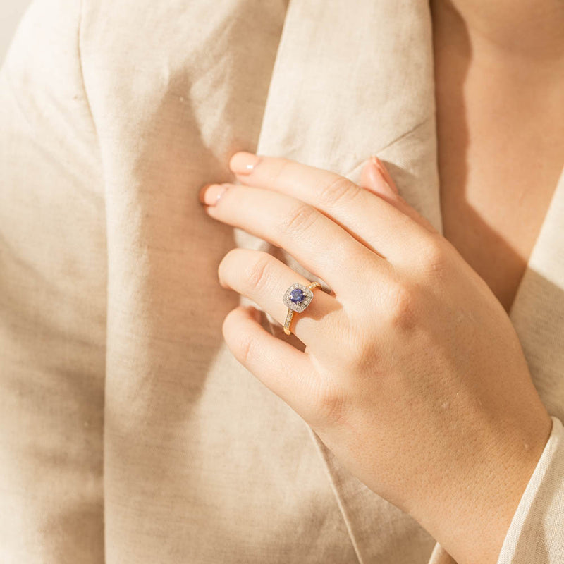 18ct Yellow & White Gold Tanzanite & Diamond Aurora Ring-Ring-Walker & Hall