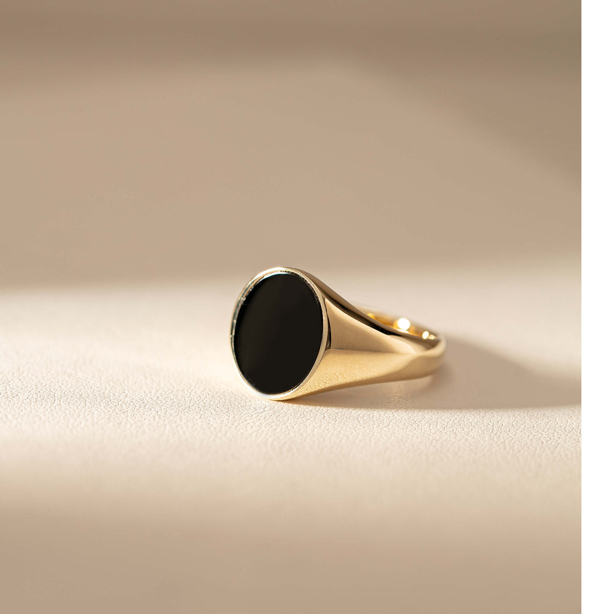 Yellow gold onyx signet ring