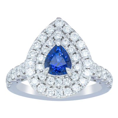 18ct White Gold Sapphire & Diamond Ring-Ring-Walker & Hall
