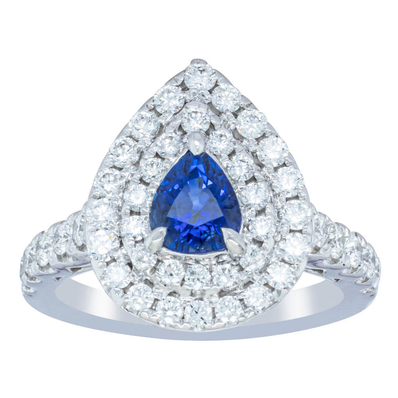 18ct White Gold Sapphire & Diamond Ring-Ring-Walker & Hall