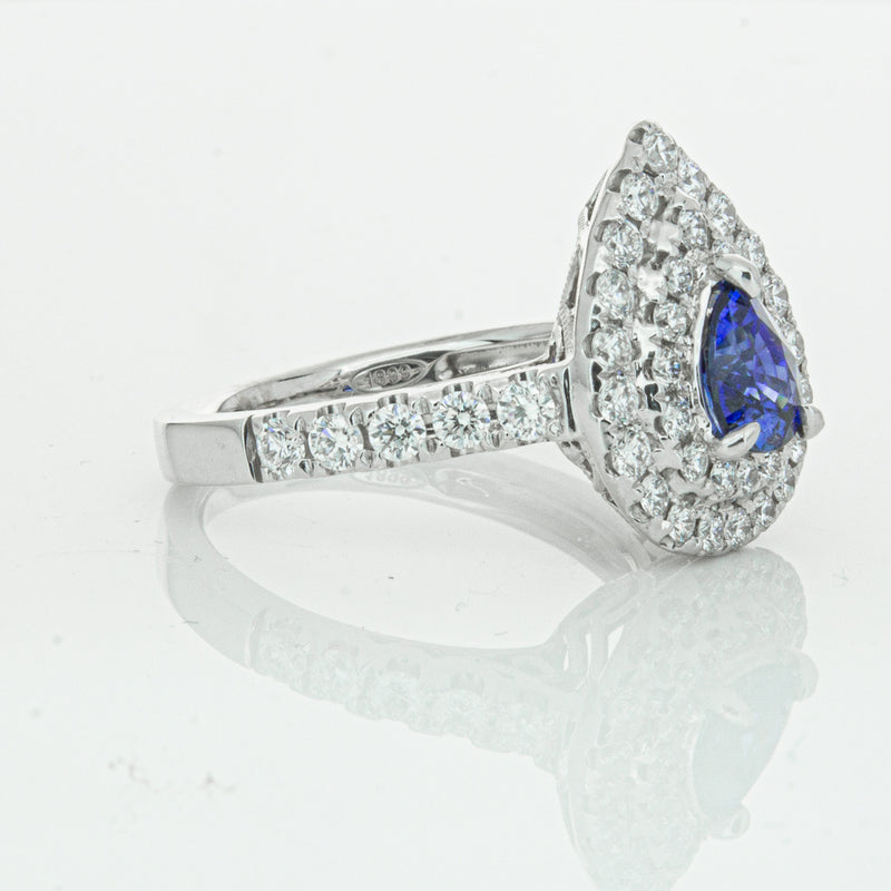 18ct White Gold Sapphire & Diamond Ring-Ring-Walker & Hall