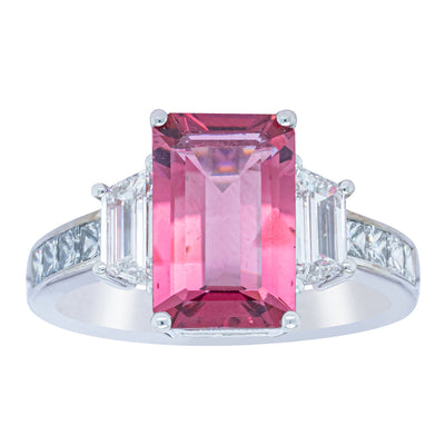 18ct White Gold 2.38ct Pink Tourmaline & Diamond Ring-Ring-Walker & Hall
