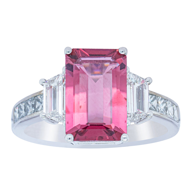 18ct White Gold 2.38ct Pink Tourmaline & Diamond Ring-Ring-Walker & Hall
