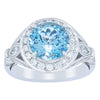 18ct White Gold Aquamarine & Diamond Halo Ring-Ring-Walker & Hall