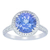18ct White Gold 2.66ct Tanzanite & Diamond Halo Ring-Ring-Walker & Hall