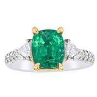 18ct White & Yellow Gold 2.67ct Emerald & Diamond Ring-Ring-Walker & Hall