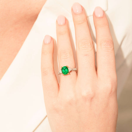 18ct White & Yellow Gold 2.67ct Emerald & Diamond Ring-Ring-Walker & Hall