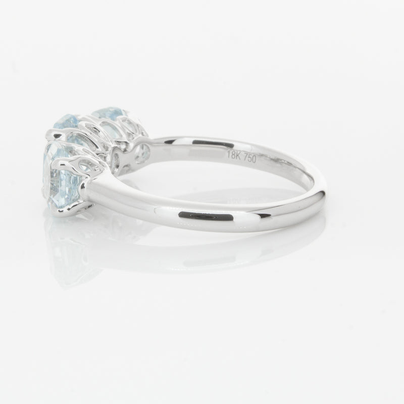 18ct White Gold Three Stone Aquamarine Octavia Ring-Ring-Walker & Hall