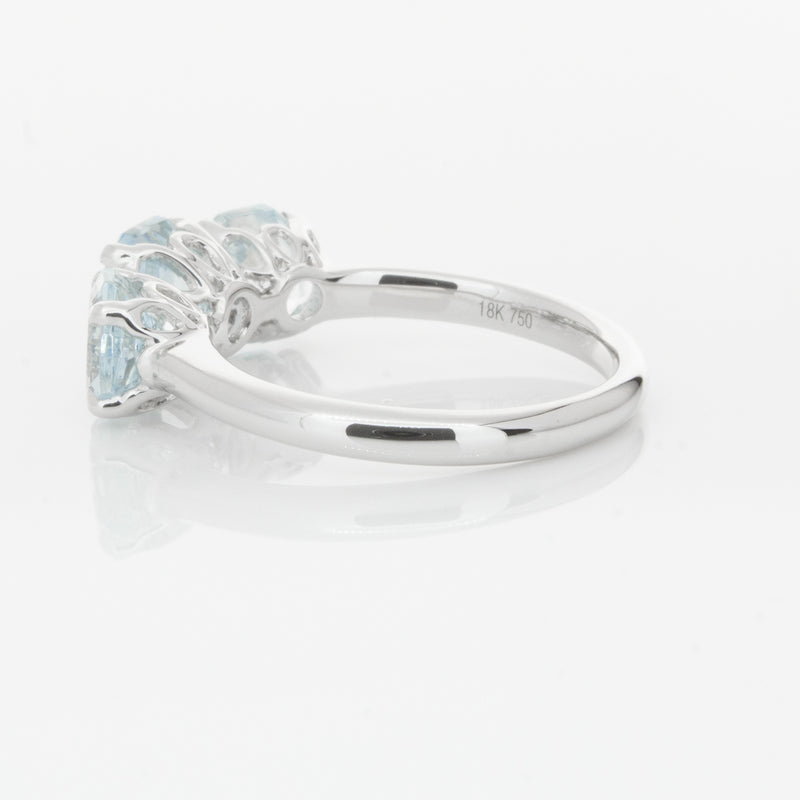 18ct White Gold Three Stone Aquamarine Octavia Ring-Ring-Walker & Hall