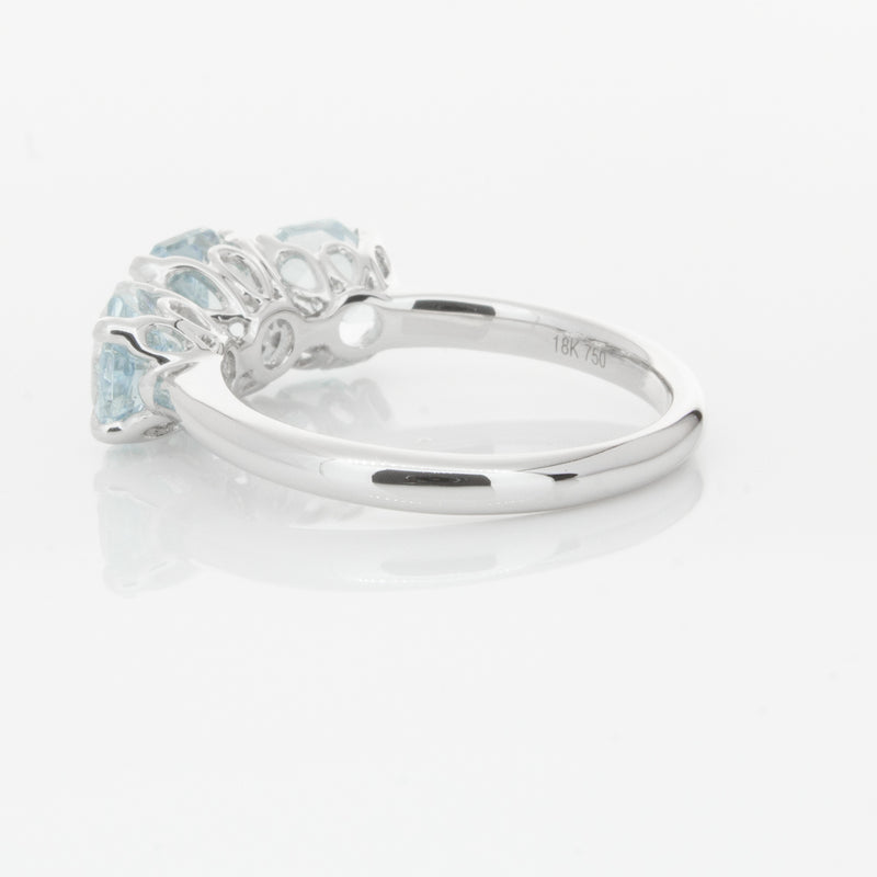 18ct White Gold Three Stone Aquamarine Octavia Ring-Ring-Walker & Hall