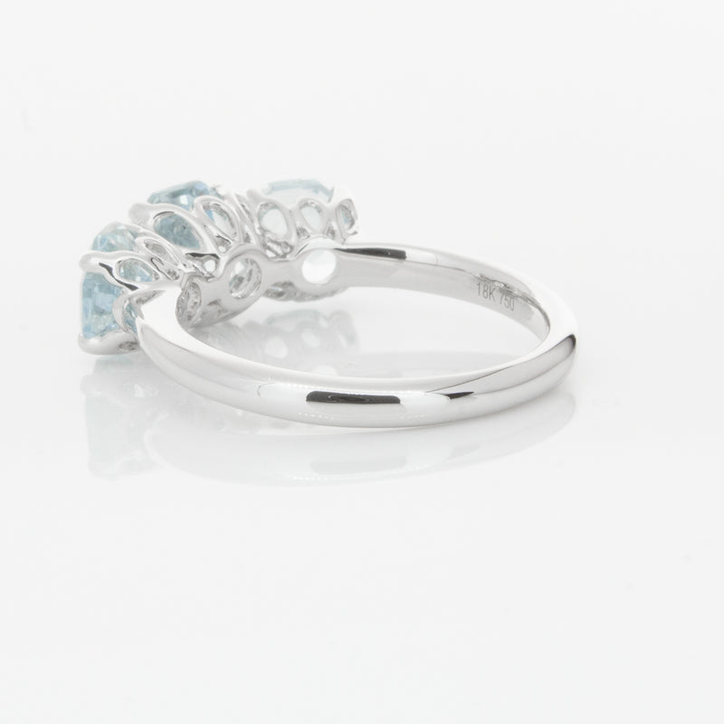 18ct White Gold Three Stone Aquamarine Octavia Ring-Ring-Walker & Hall