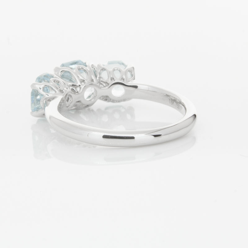 18ct White Gold Three Stone Aquamarine Octavia Ring-Ring-Walker & Hall