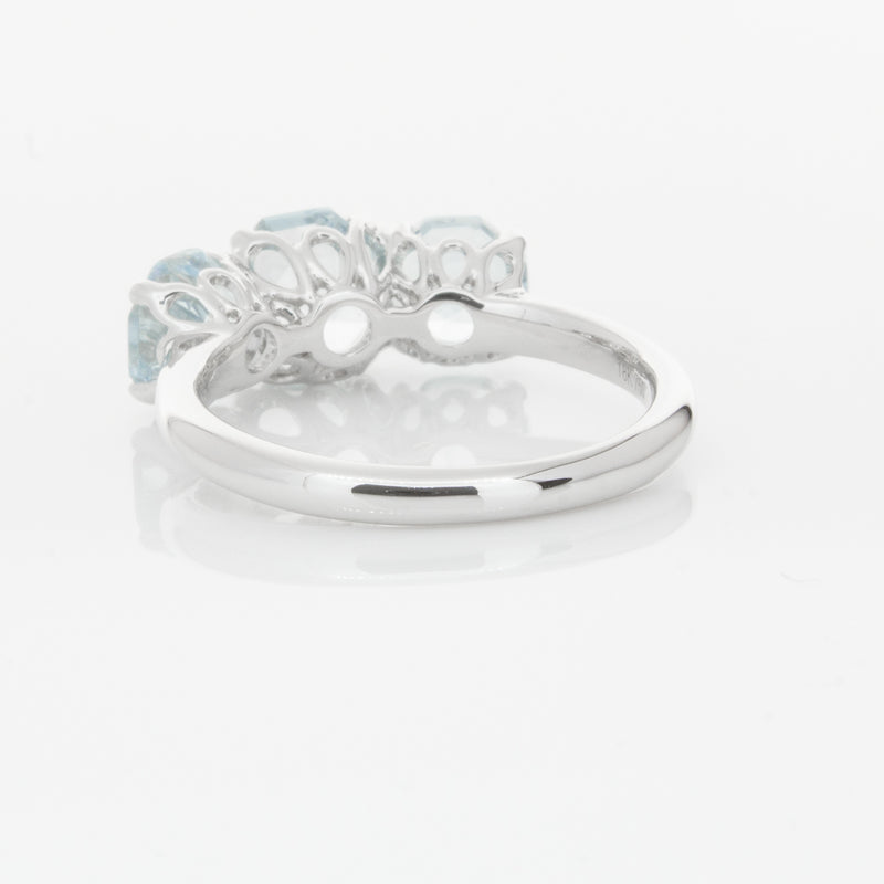 18ct White Gold Three Stone Aquamarine Octavia Ring-Ring-Walker & Hall