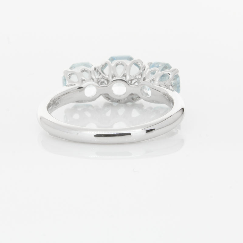 18ct White Gold Three Stone Aquamarine Octavia Ring-Ring-Walker & Hall