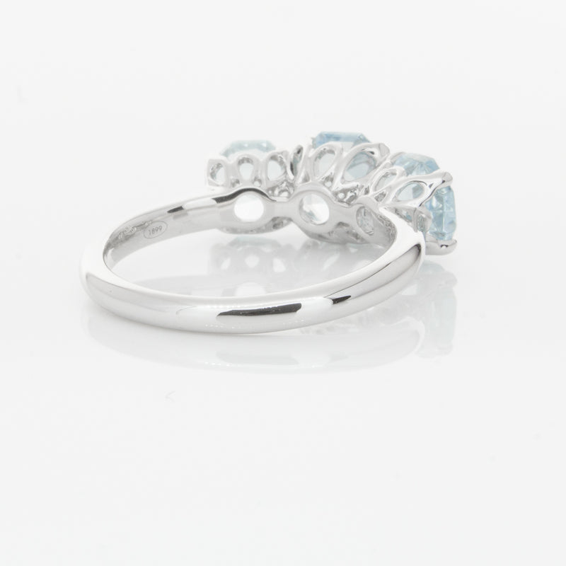 18ct White Gold Three Stone Aquamarine Octavia Ring-Ring-Walker & Hall
