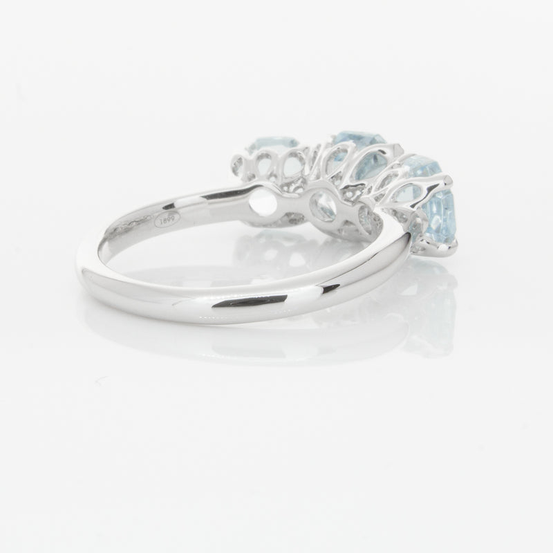 18ct White Gold Three Stone Aquamarine Octavia Ring-Ring-Walker & Hall