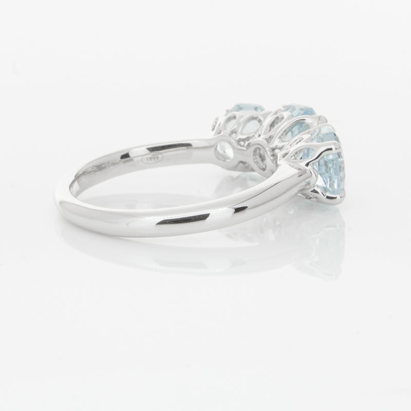 18ct White Gold Three Stone Aquamarine Octavia Ring-Ring-Walker & Hall