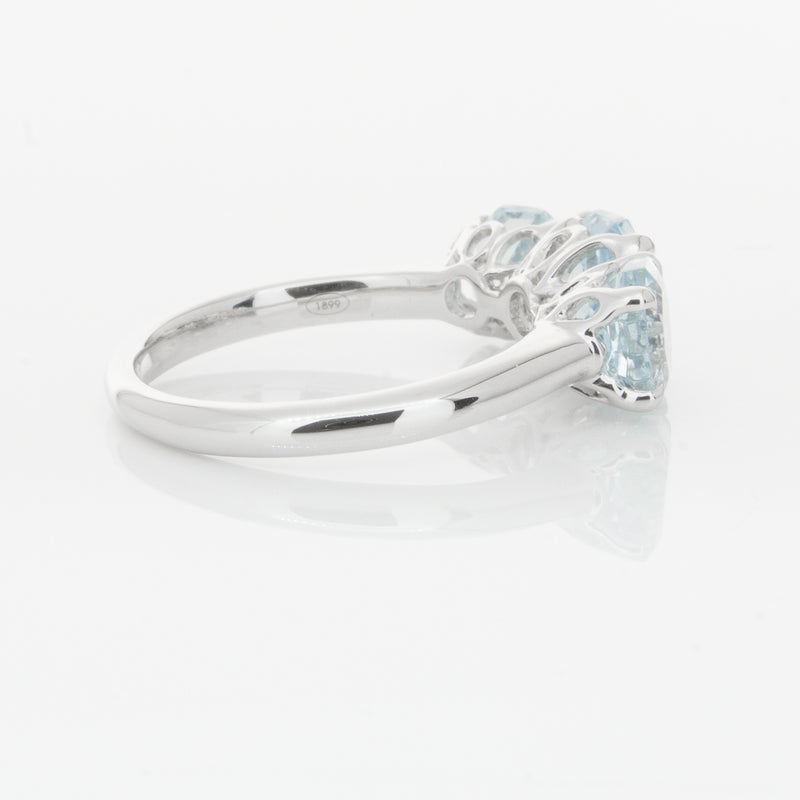 18ct White Gold Three Stone Aquamarine Octavia Ring-Ring-Walker & Hall