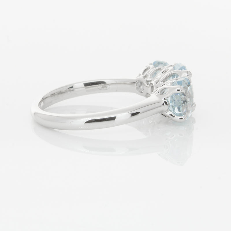 18ct White Gold Three Stone Aquamarine Octavia Ring-Ring-Walker & Hall
