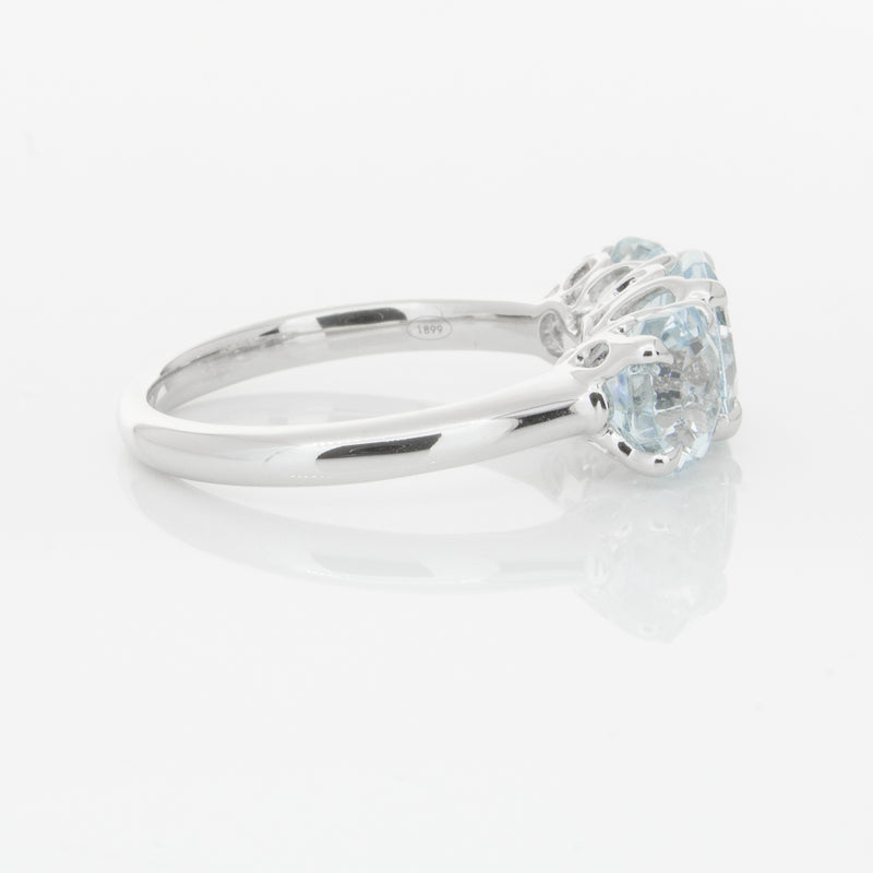 18ct White Gold Three Stone Aquamarine Octavia Ring-Ring-Walker & Hall