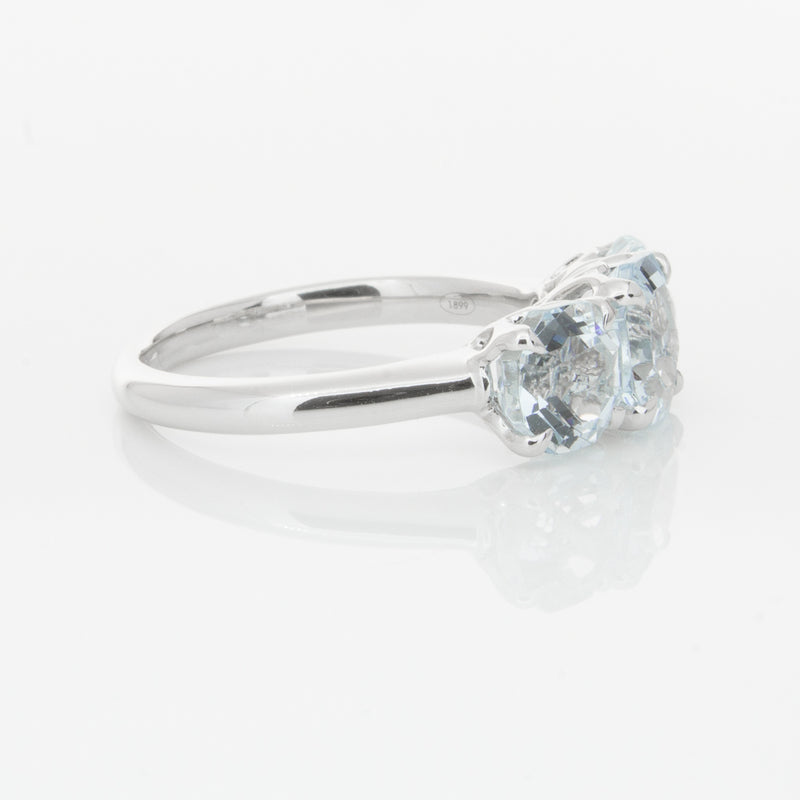 18ct White Gold Three Stone Aquamarine Octavia Ring-Ring-Walker & Hall