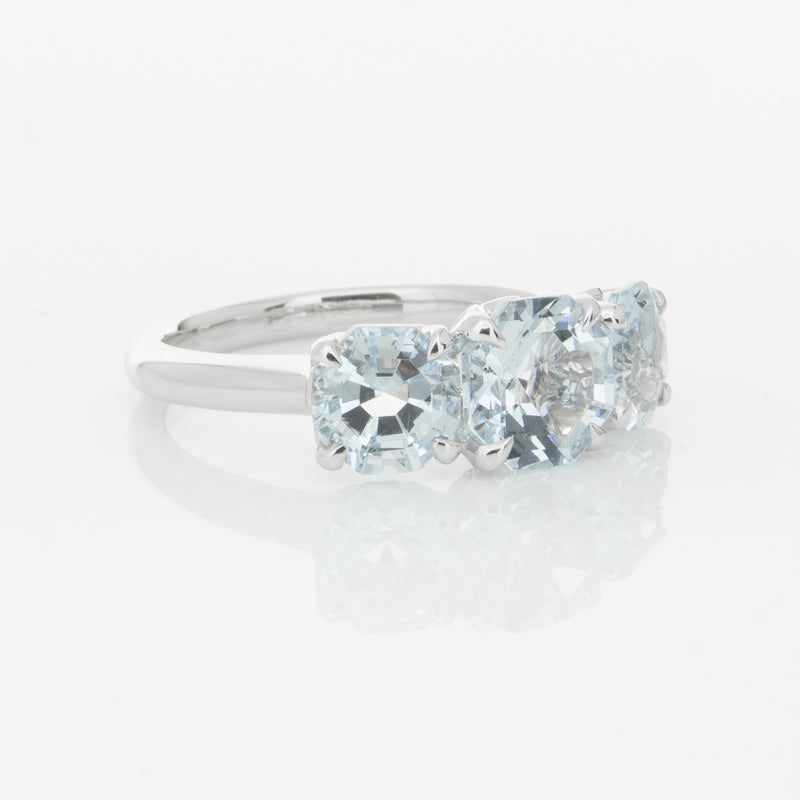 18ct White Gold Three Stone Aquamarine Octavia Ring-Ring-Walker & Hall
