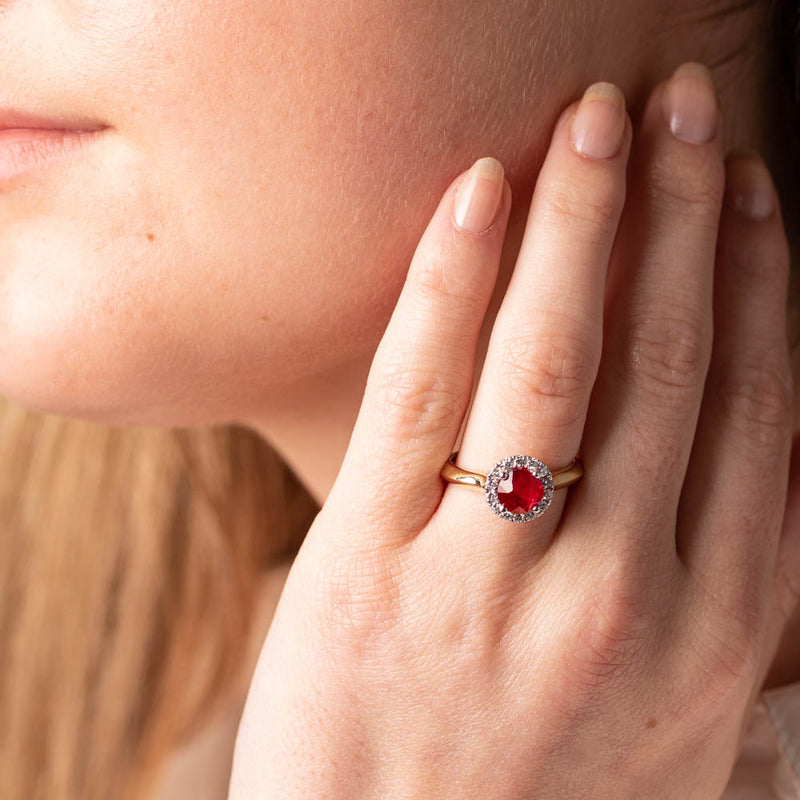 18ct Yellow Gold 1.38ct Ruby & Diamond Eclipse Ring-Ring-Walker & Hall