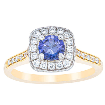 18ct Yellow & White Gold Tanzanite & Diamond Aurora Ring-Ring-Walker & Hall