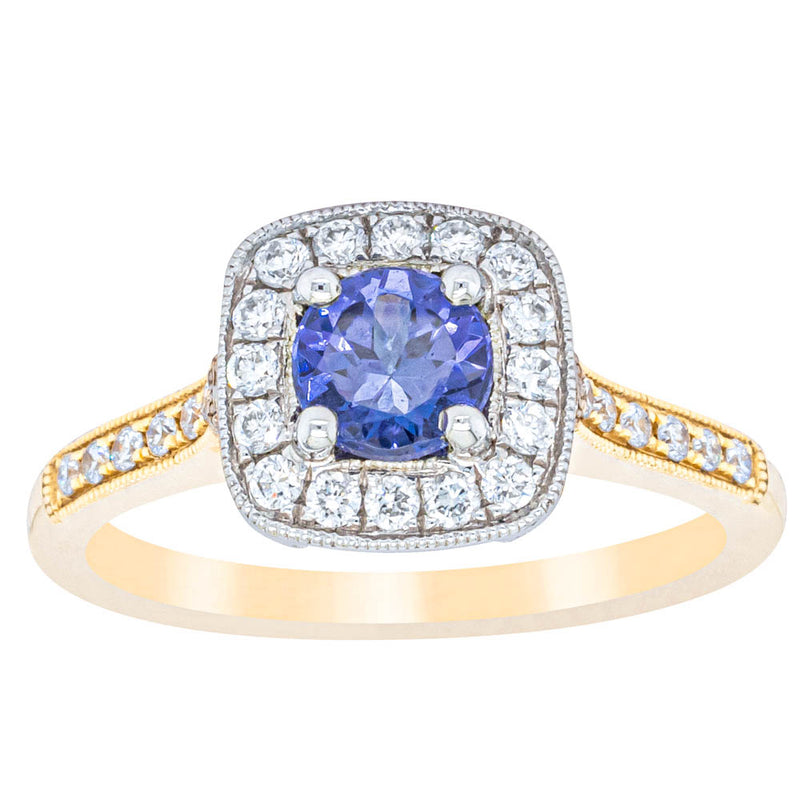 18ct Yellow & White Gold Tanzanite & Diamond Aurora Ring-Ring-Walker & Hall