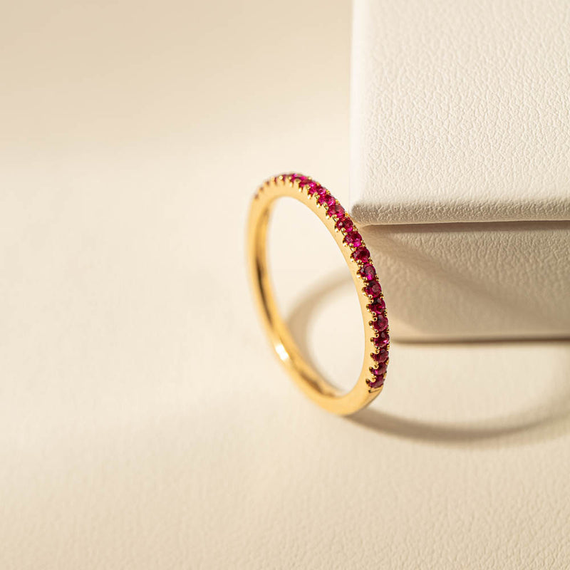 18ct Yellow Gold Ruby Millie Band-Ring-Walker & Hall