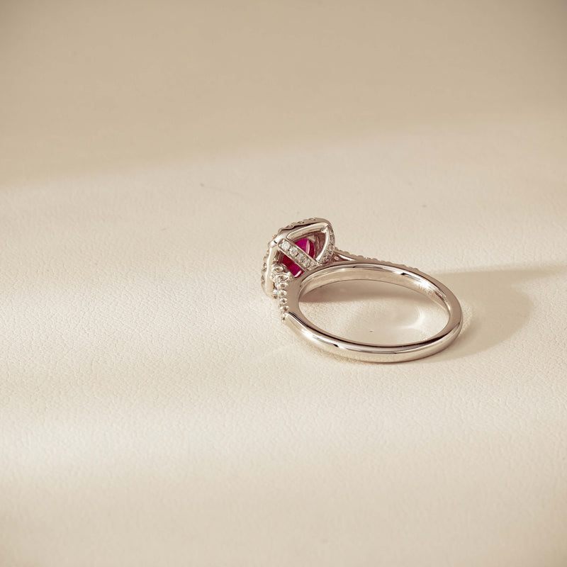 18ct White Gold 1.47ct Oval Ruby & Diamond Manhattan Ring - Ring - Walker & Hall