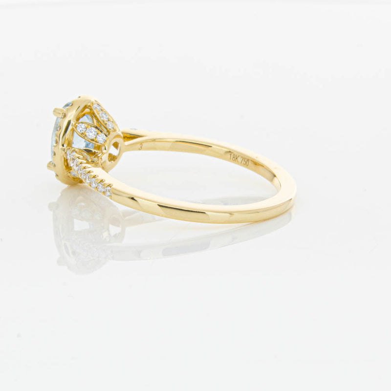 18ct Yellow Gold Aquamarine & Diamond Mini Sierra Ring-Ring-Walker & Hall