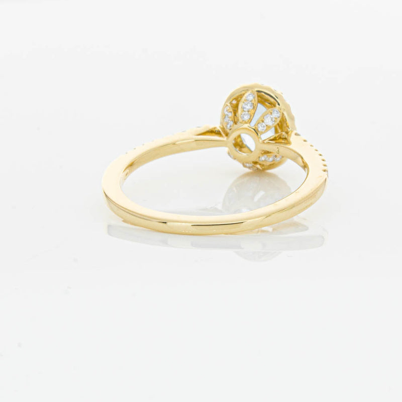 18ct Yellow Gold Aquamarine & Diamond Mini Sierra Ring-Ring-Walker & Hall